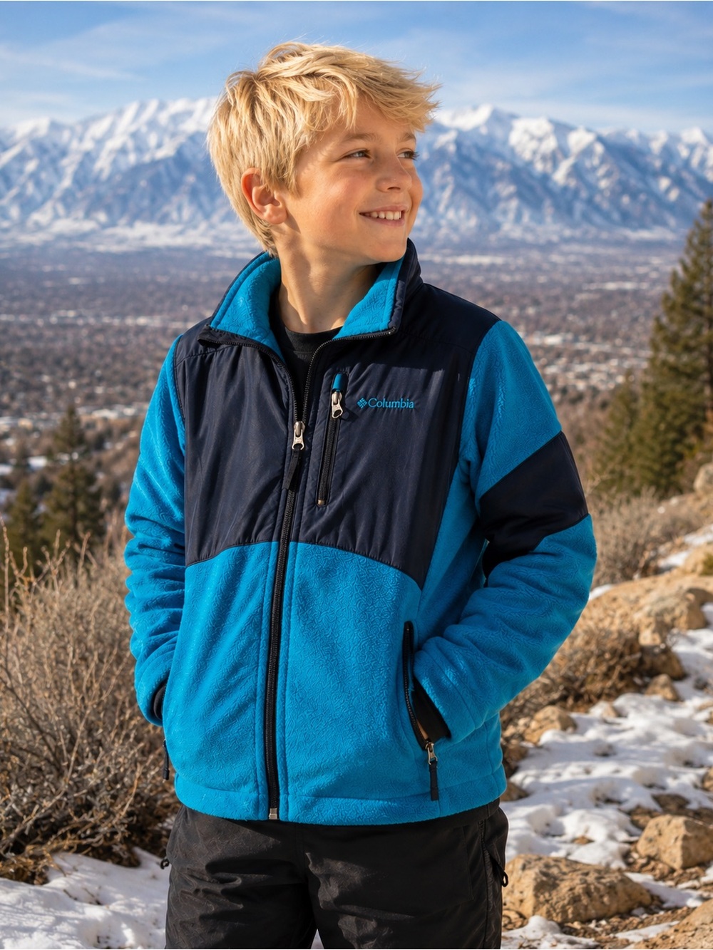 Columbia Boys Large 14/16 Blue Fleece Full Zip Jacket